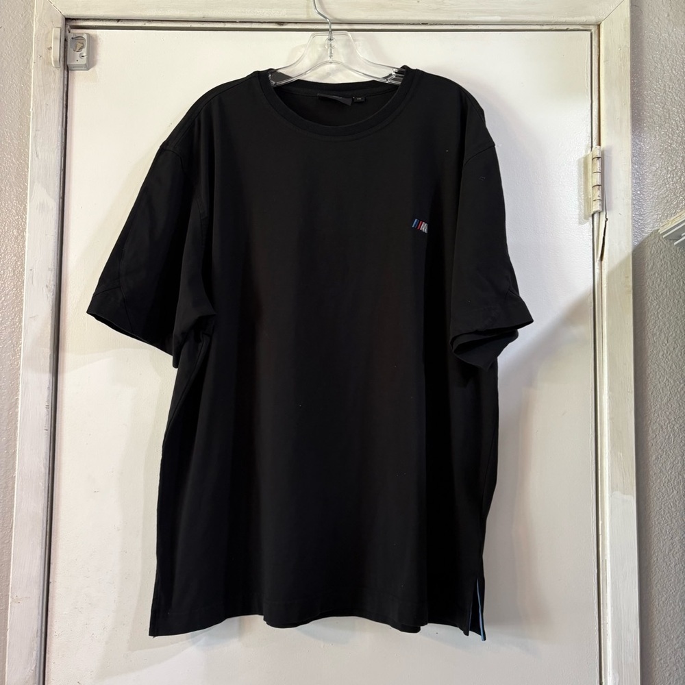 BMW Logo T-Shirt Tee Short Sleeve XXL 2X Black Chest Embroidery Cotton Blend
